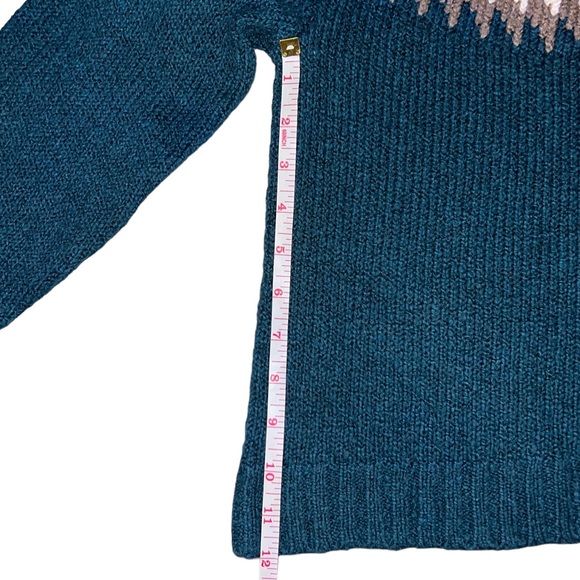 American Eagle AEO Teal Knit Pullover Sweater Fair Isle - Picture 8 of 11